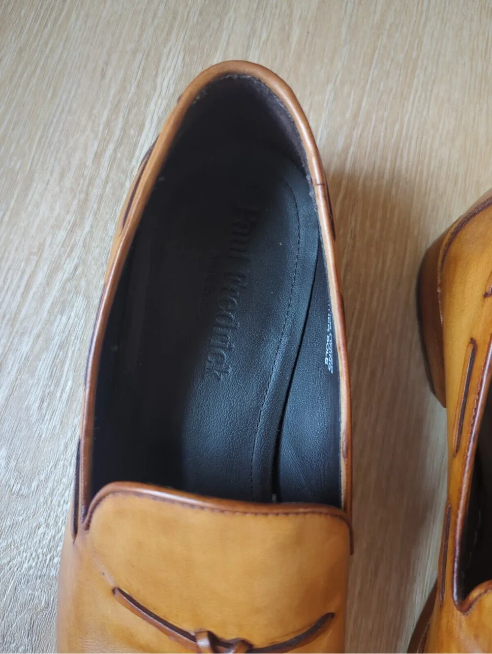 Paul Fredrick Ethan Tassle Chestnut Brown Leather Loafer, Men 9.5 Dress Shoes